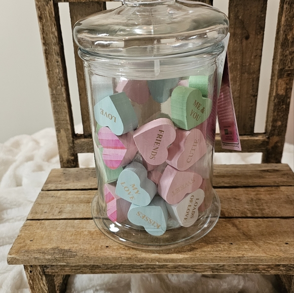 Pen & Paint Jar Of Wooden Conversation Hearts ~Pastel - Picture 5 of 6